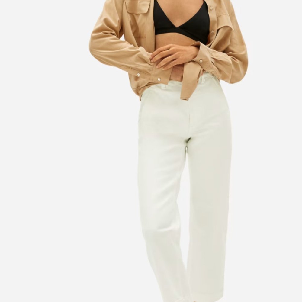 Everlane Straight Leg Crop Pants - Bone